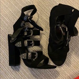 Nasty Gal Multiple Buckle Block Heels